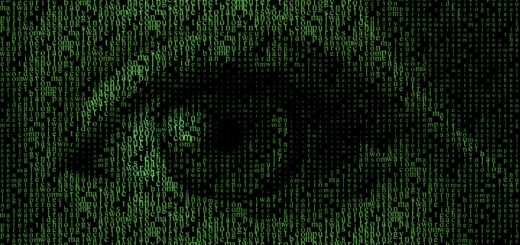 Wzór oka stworzony z cyfr w stylu Matrix